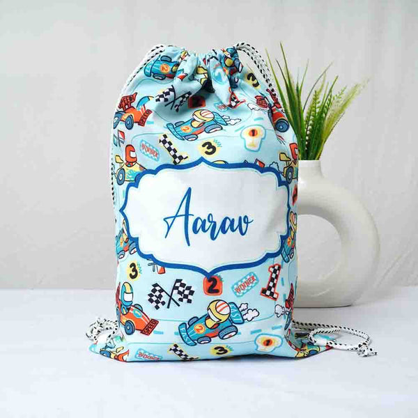 Personalised Cars Printed Kids Drawstring Bag